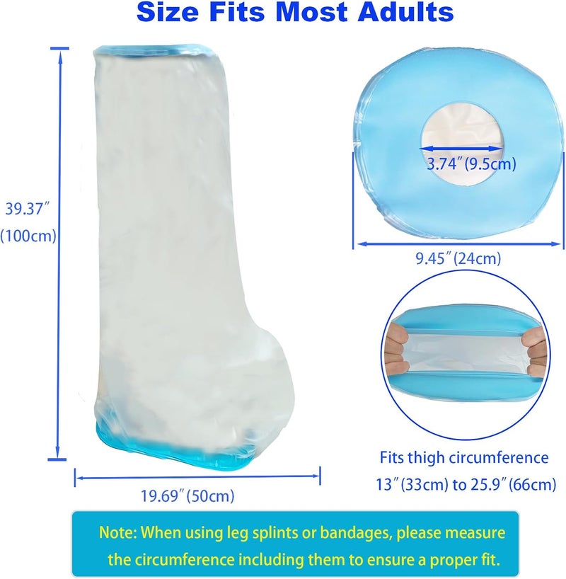 Tideshake Extra Wide Full Leg Cast Cover for Shower after Knee Surgeries with Non-Slip Bottom for Leg Wounds, Bandage, Large Cast, Knee Immobilizer/Brace, Walking Boots, Reusable(39 in. long) - Image 2